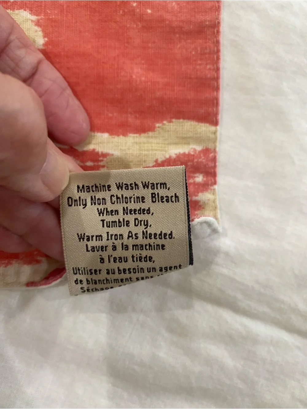 Pottery Barn Ikat Set of 3 Placemats Coral and Cream Casual Formal Linen Blend